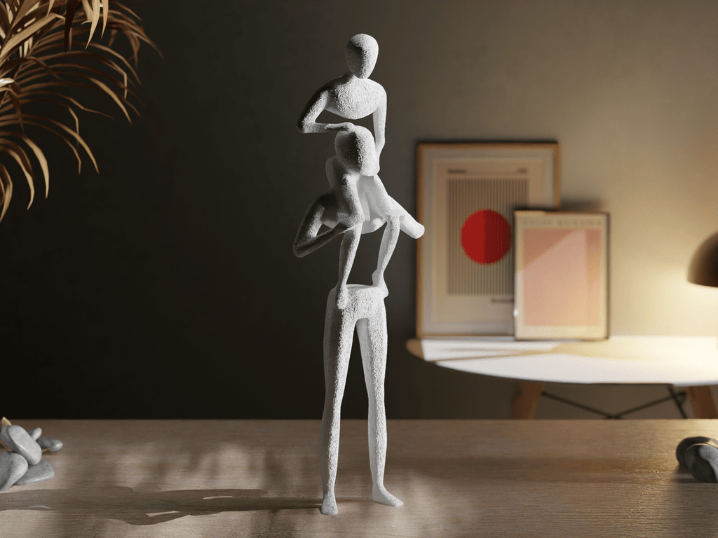 Nobody Family Sculpture, Faceless Father and Child Statue