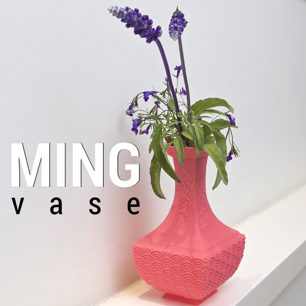 Ming-Style Engraved Vase, 3D Printed Decorative Vessel