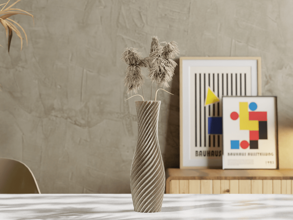 Helix Spiral Vase, 3D Printed Fluted Bauhaus Home Decor