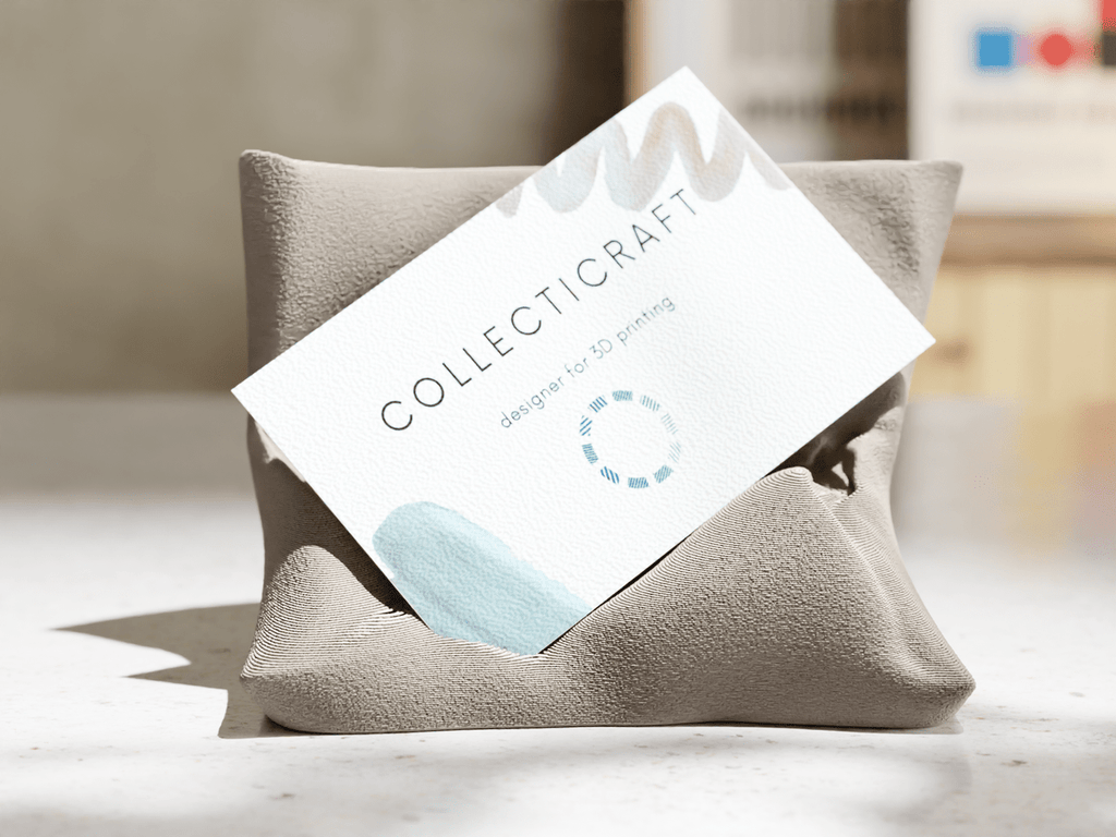Plush Pillow Business Card Holder, 3D Printed Desk Stand
