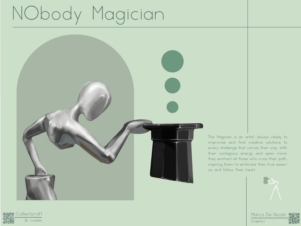 Faceless Magician Statue, 3D Printed Top Hat Figurine