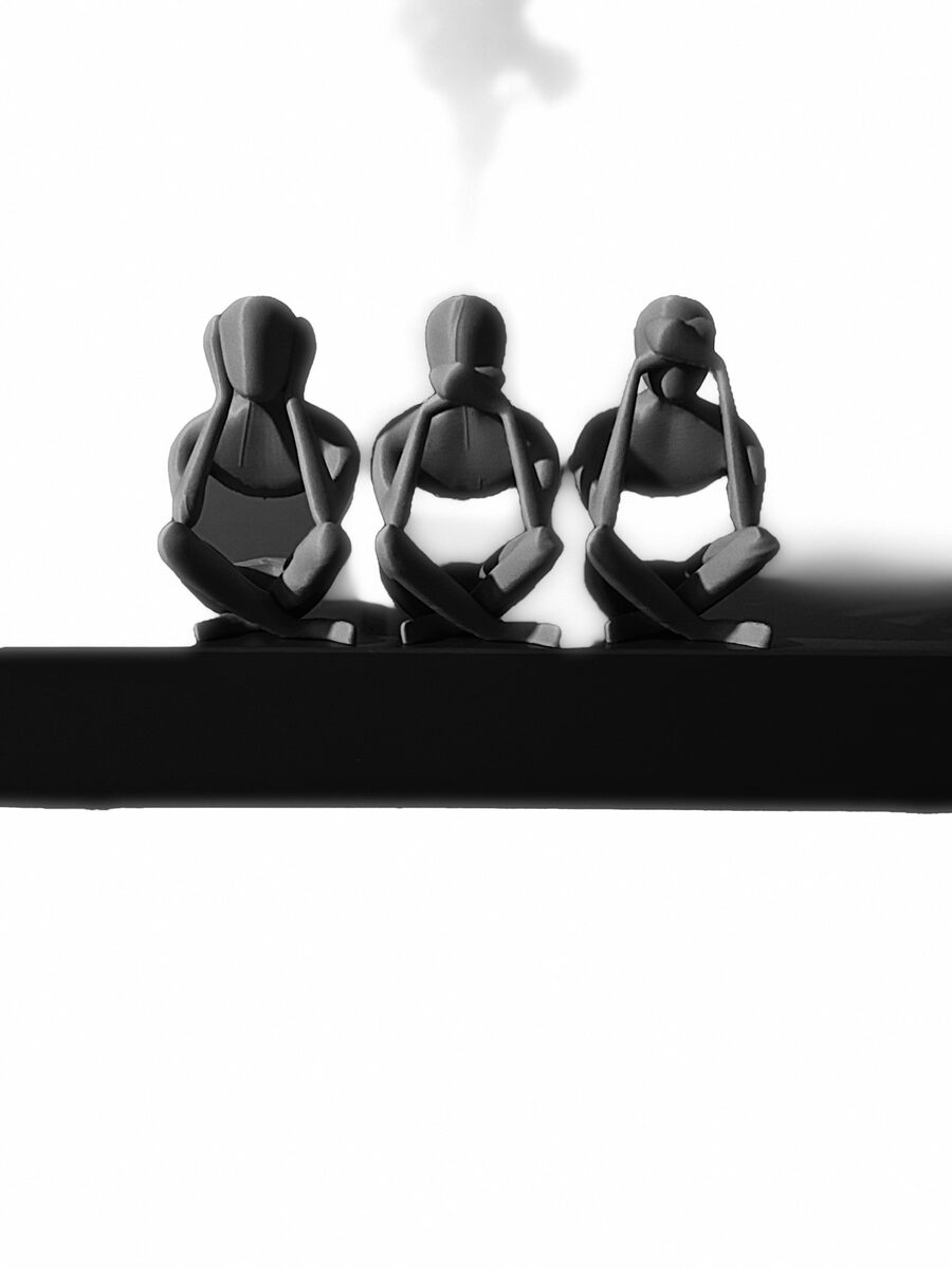 No Evil Trio, 3D Printed Faceless Sculpture Set