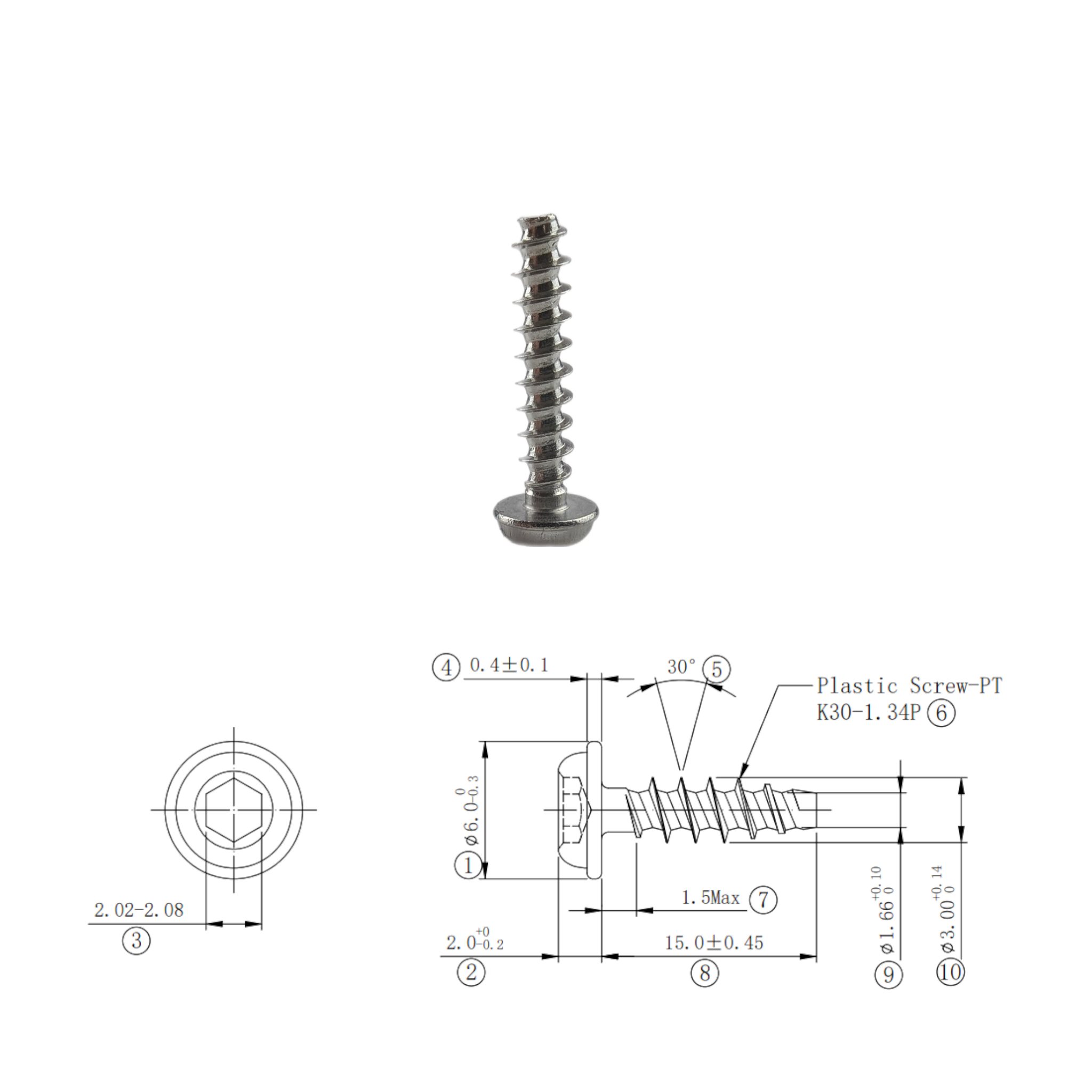 SS304 Thread Forming Screws for Plastics