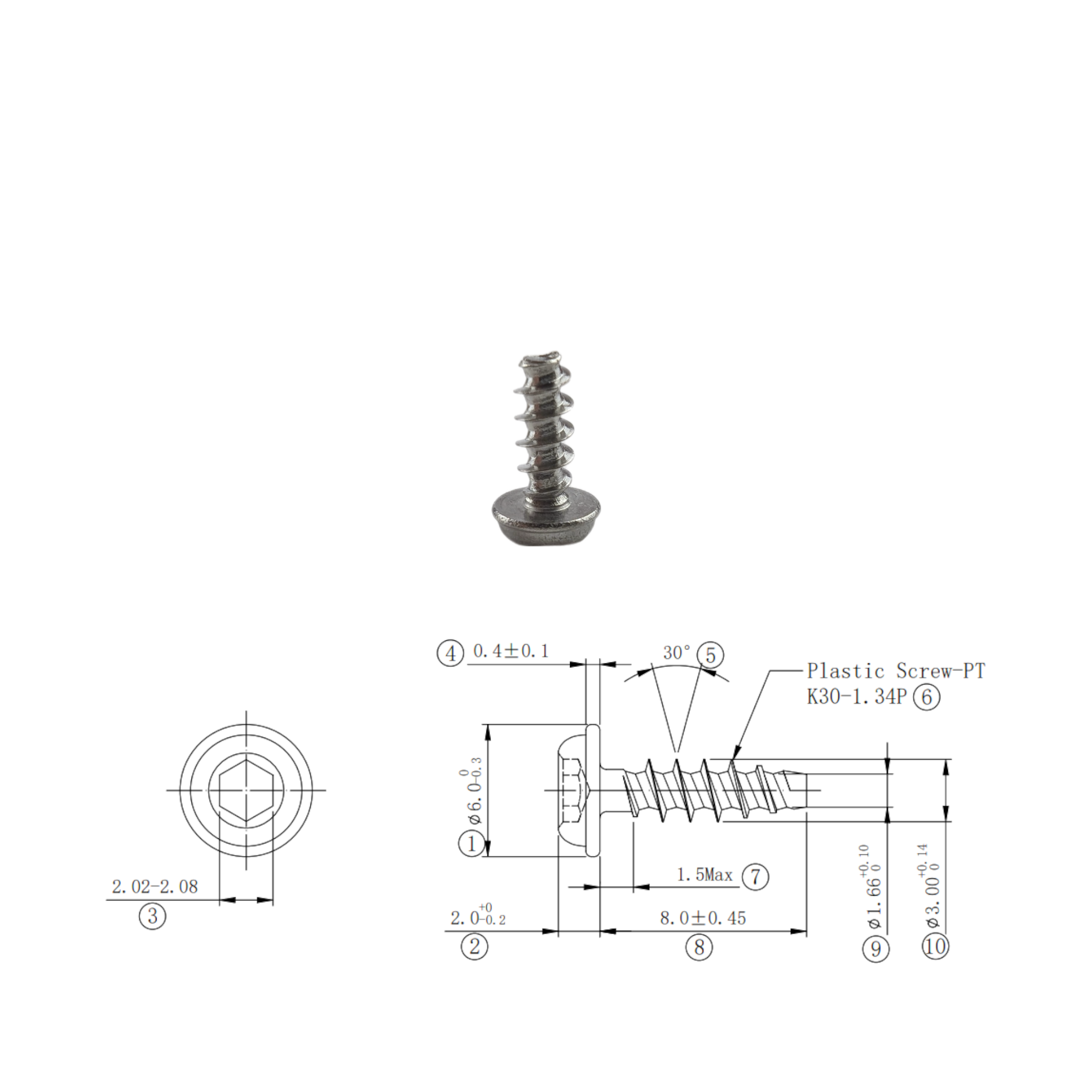 SS304 Thread Forming Screws for Plastics