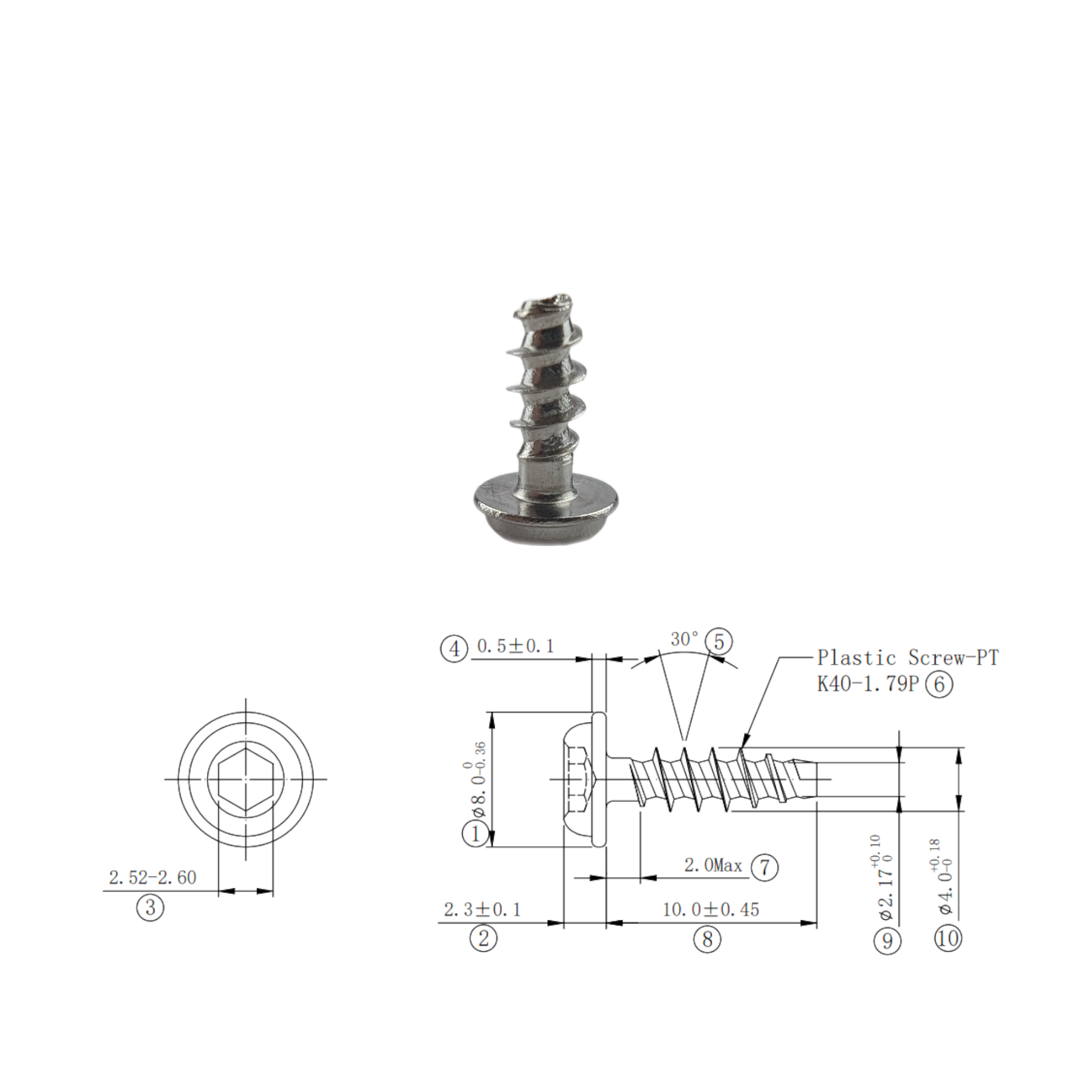 SS304 Thread Forming Screws for Plastics