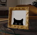 Black Cat Peekaboo Wall Art, 3D Printed Ornate Frame Decor
