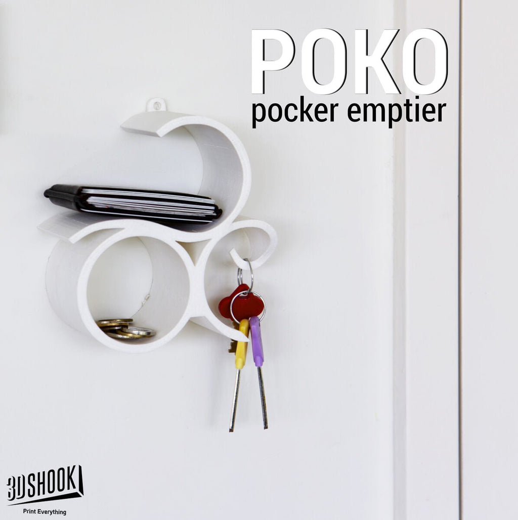 Poko Spiral Wall Organiser, 3D Printed Entryway Key Holder