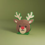 Reindeer Coaster Set with Rudolph Face Coasters and Stand