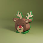 Reindeer Coaster Set with Rudolph Face Coasters and Stand