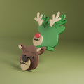 Reindeer Coaster Set with Rudolph Face Coasters and Stand