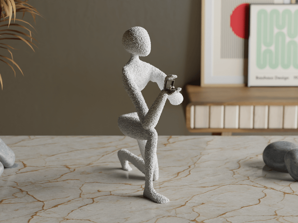 Faceless Proposal Sculpture, Ring Box Figure, PLA+ 3D Printed