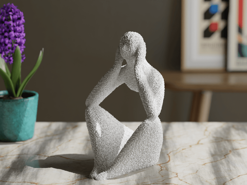 Burdened King Sculpture, Faceless Textured Statue