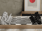 Nobody Faceless Figure Chess Set, 3D Printed Sculptural Game