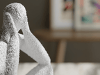 Burdened King Sculpture, Faceless Textured Statue