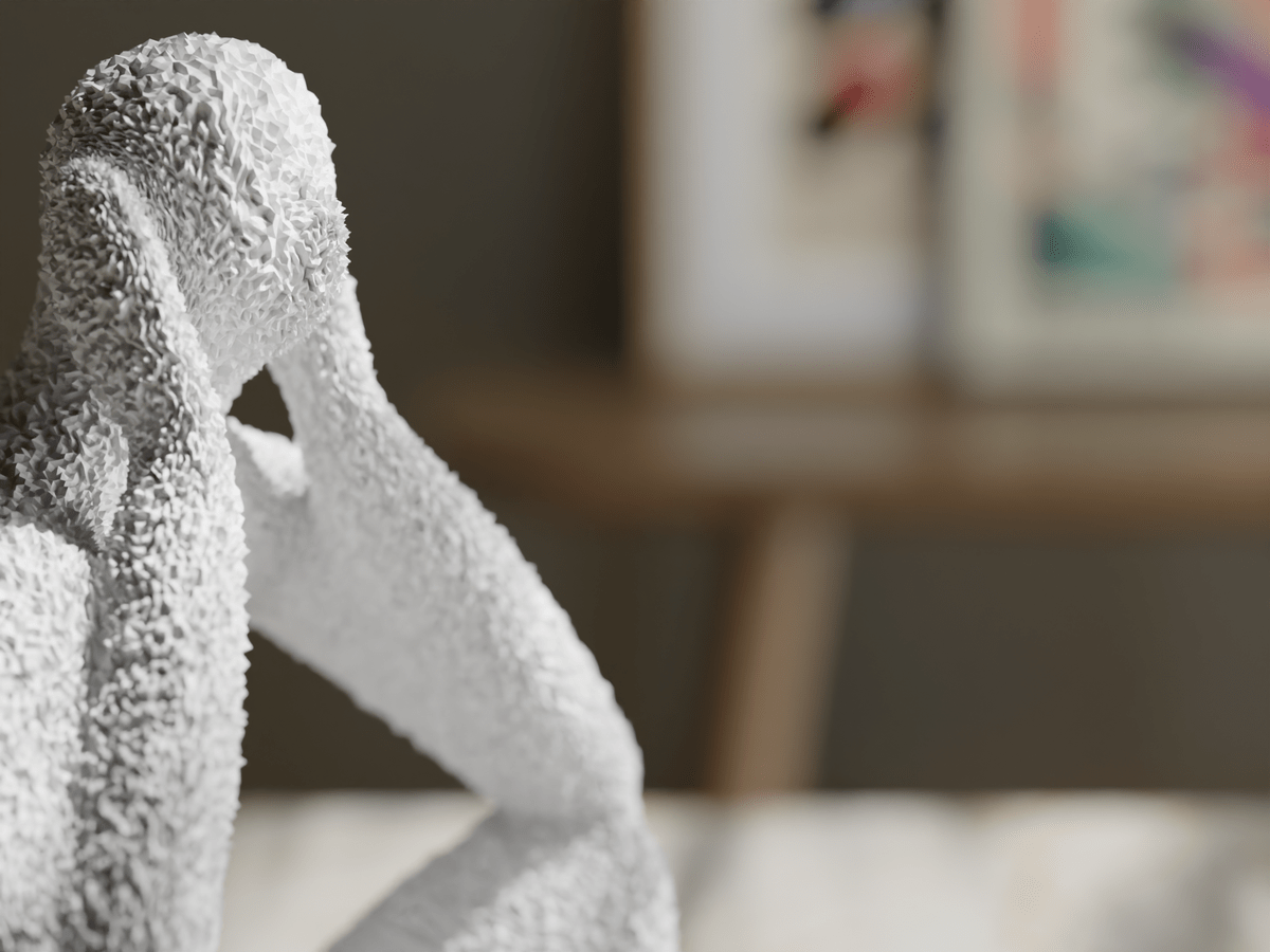 Burdened King Sculpture, Faceless Textured Statue