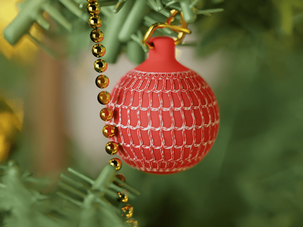 Wavy Christmas Ornament, 3D Printed Woven Bauble Decoration