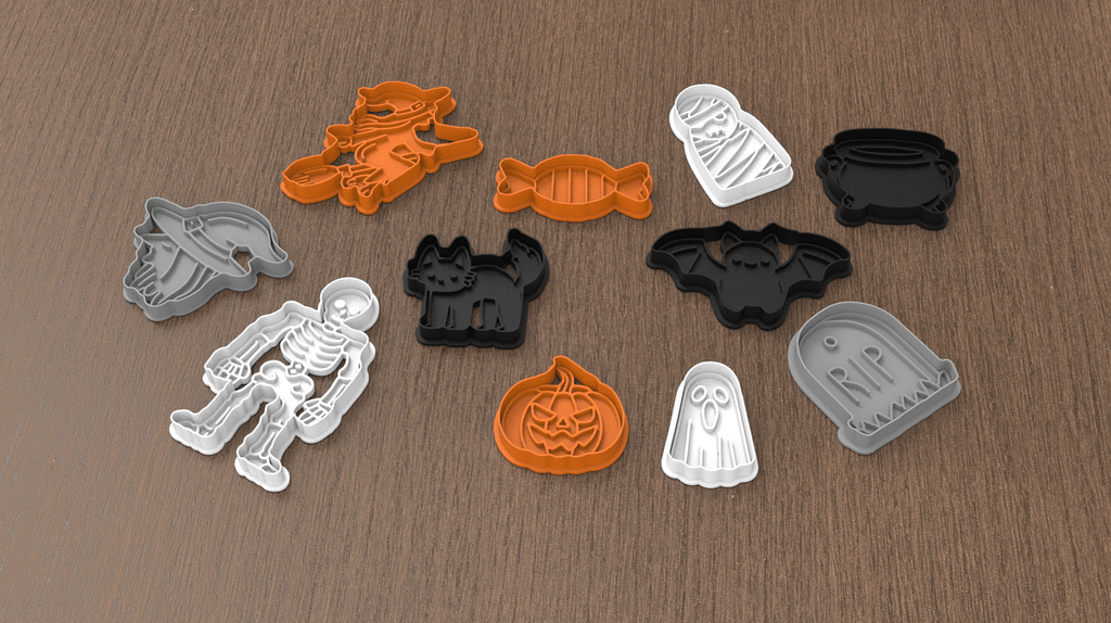 Halloween Cookie Cutter Set, 3D Printed Spooky Baking Shapes