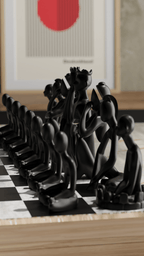 Nobody Faceless Figure Chess Set, 3D Printed Sculptural Game