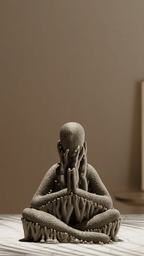 Faceless Meditator Prayer Statue, Textured 3D Printed Sculpture