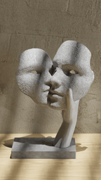Faceless Twin Portrait Sculptural Lamp, 3D Printed Art Decor