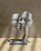 Faceless Twin Portrait Sculptural Lamp, 3D Printed Art Decor