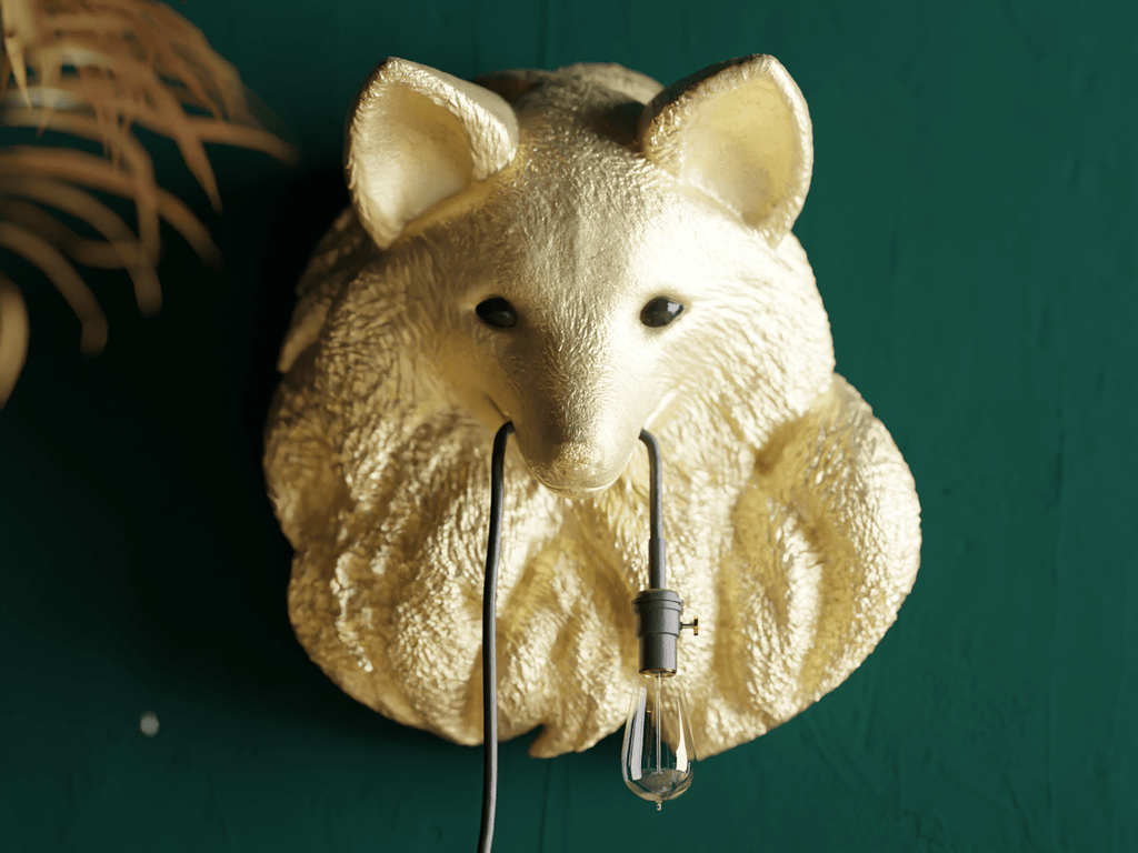 Fox Head Wall Lamp, 3D Printed Faux Taxidermy Wall Light