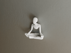 Meditation Figure Wall Sculpture, 3D Printed Zen Wall Art