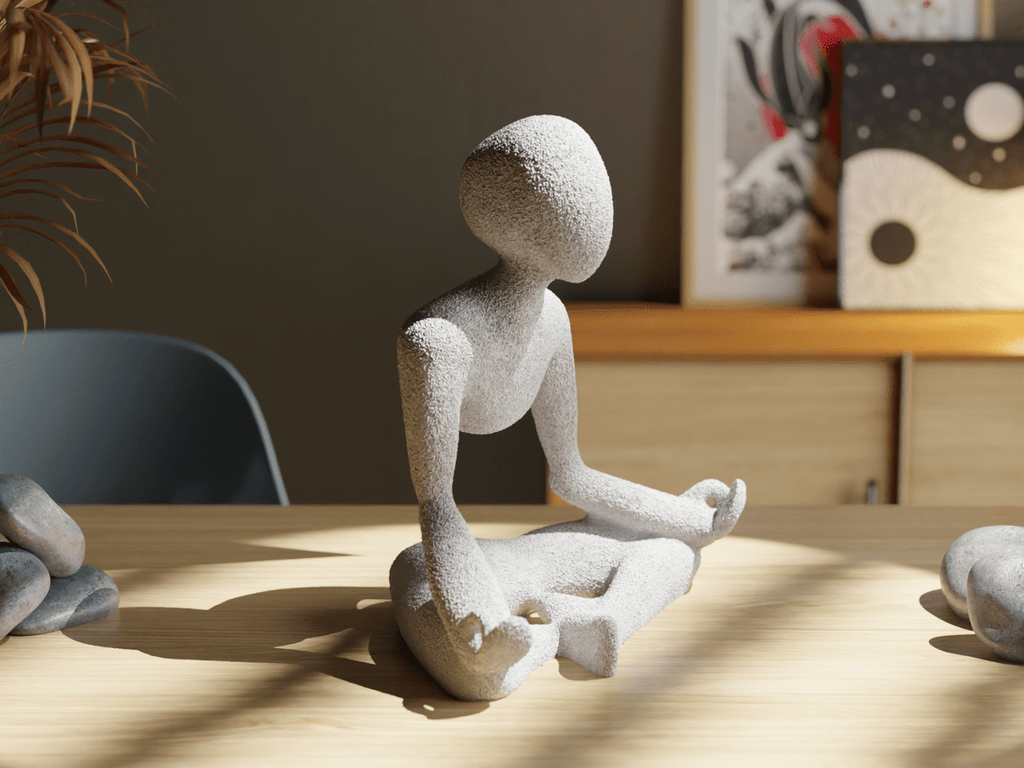 Faceless Meditation Sculpture, 3D Printed Zen Lotus Figure
