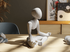 Faceless Meditation Sculpture, 3D Printed Zen Lotus Figure