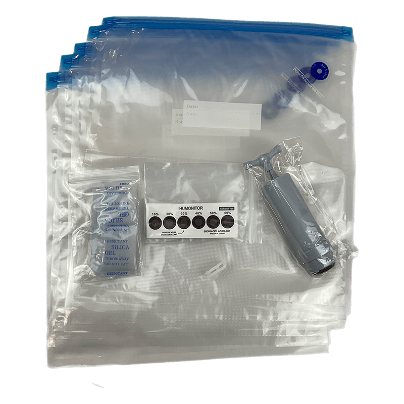 5x Filament Roll Vacuum Seal Bag including Hand Pump, Desiccant and Humidity indicator cards - OzFDM